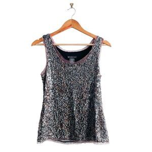 INC International Concepts Sequined Tank Top Lined Women's S Stretchy